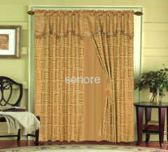 Jacquard embossing curtain with ball fringes