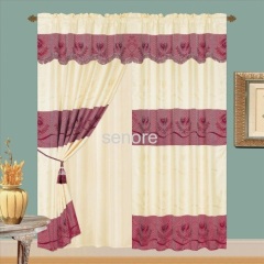 cationic stripes curtain with ball fringes