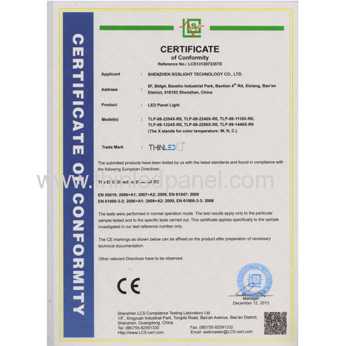TLP08 LED Panel EMC Certification
