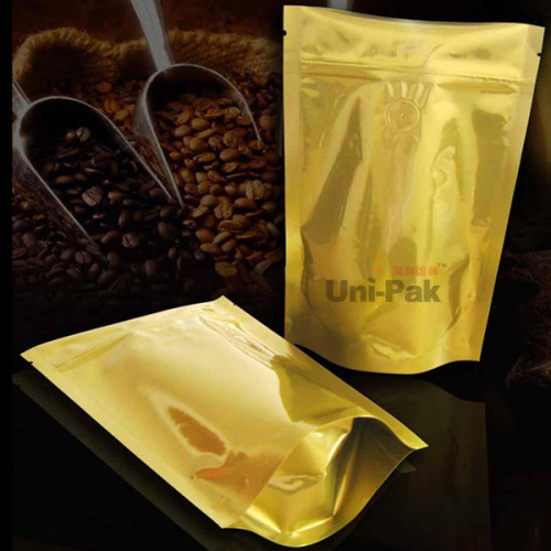 Golden Ziplock Coffee Bag with Valve China Supplier