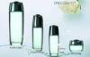 Clear Serum / Lotion Cosmetic Glass Bottle And Jars Set With Plastic Caps