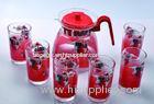 Red 210ml 7pc Printed Drinking Glasses Sets With Deco DWDS09
