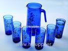 210ml Blue Printed 7pc Drinking Glasses Sets With Deco Dwds01