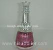 Stylish 12ml Round Glass Nail Polish Bottles With Plastic Cap , Brush