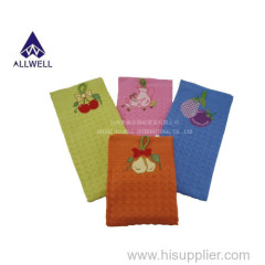 Embroidered Waffle Tea Towel 100%cotton