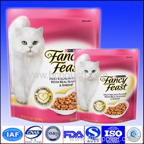 zip lock aluminium foil stand up packaging pouch for cat food