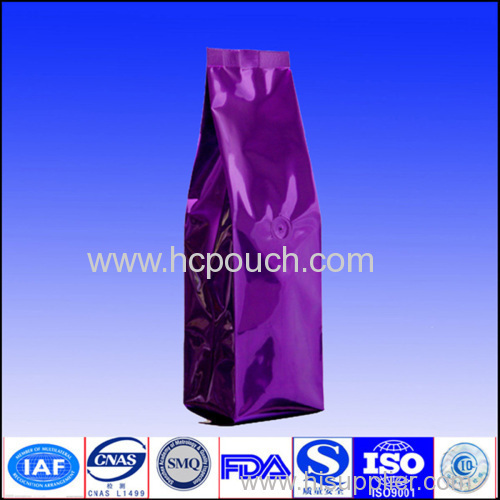 Flat bottom valve aluminum foil coffee bag