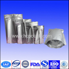 Aluminum foil Stand up ziplock silver bag