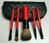 5PCS Red Handle Mini Make up Brush with PU zipper pouch