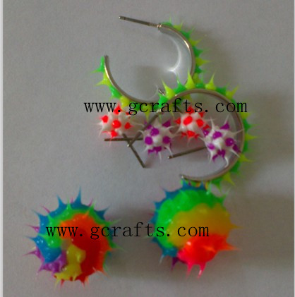 Spikey Rubber Beads, Spikey Rubber Jewelry, Silicone Rubber Earrings