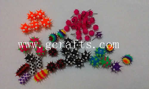 Spiky Rubber Beads half drilled for earring, drilled for beading