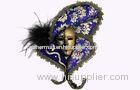 Black And Purple Decorative Masquerade Venice Masks With Feather