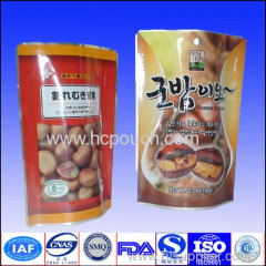 printed stand up snack pouch with window