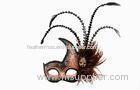 Gorgeous Feather Masquerade Mask , Brown Venetian Masks For Prom