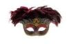 Hand-Painted Wine Red Face Masquerade Mask For Mardi Gras Party