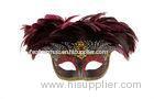 Hand-Painted Wine Red Face Masquerade Mask For Mardi Gras Party