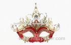 Male Red Half Face Venice Carnival Masks With Swarovski Crystal