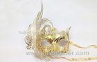 Gold Filigree Masquerade Ball Mask , Party Mask With Feather