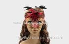 Ladies Red Lace Veil Mask For Prom , Christmas Masquerade Ball Mask