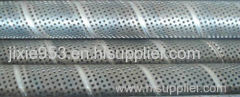 Spiral welded perforated pipe with various perforation patterns