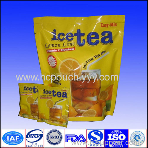 stand up tea bags with zipper