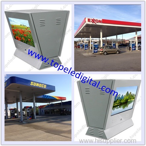 21.5inch 1,000nits dual-screens with water-proof case lcd monitor for gas station