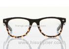 Vintage Black Leopard Print Optical Frames For Women , Round Plastic Eyeglass Frames