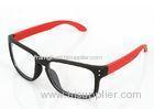 Red And Black Square Full Rimmed Glasses Frames , Plastic Eyeglass Frames With Nose Pads