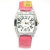 Fashion Quartz Analogue Pink Lady Watch Metal Case With Diamond