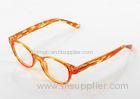 Flexible Plastic Orange Retro Eyeglasses Frames Round Shaped For Women , Custom OEM