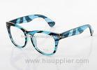 Blue Leopard Print Full Rim Eyeglasses Frames For Women , Round Shaped New Style