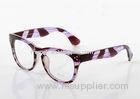 Purple Leopard Print Optical Frames For Women For Myopia Glasses , Classic Large Round