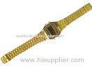 Water Resistant Metal Watch Unisex Golden Electronic Wristwatch