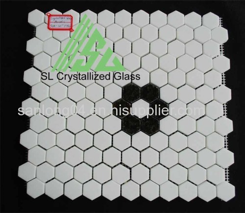 Super Thassos Glass 1x1 inch hexagon mosaic