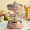 colorful rotating 3-horse beautiful carousel music box,music boxes for girls