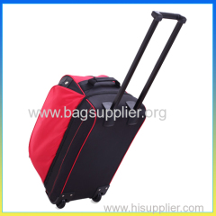 Stylish polyester duffel bag red luggage travel trolley bag