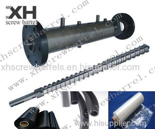 Hot feed rubber machine screw barrels