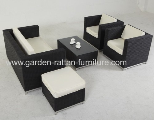 Outdoor furniture rattan sofa set with footrest