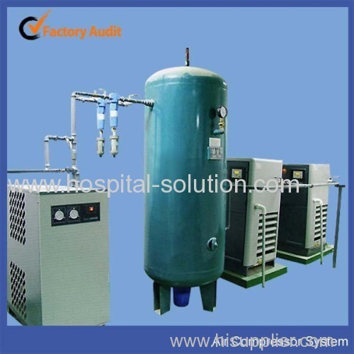 Oil free air compressor system for hospital gas pipeline system