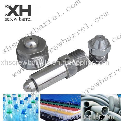 Barrel assembly nozzle body injection head