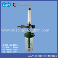 Hospital oxygen regulator with flow meter