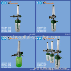 Hospital oxygen regulator with flow meter