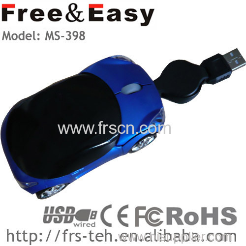 retractable cable small car mouse