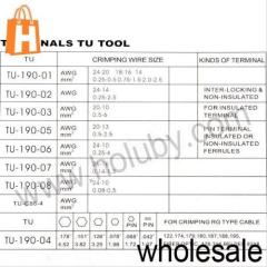 TU-190-01 Terminals TU Tool Crimping Tool Crimping Cable Cutter for 24-20 18-16 14AWG 0.25-0.5 0.75-1.5 2.0-2.5sq.mm. (Y