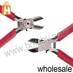NO-3 Plastic Nippers,125mm Micro Diagonal Nippers Flat Blade Cable Cutter (Red)