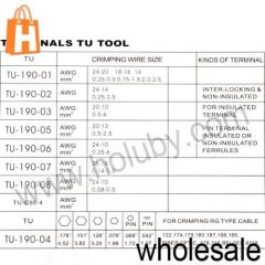 TU-190-08 Terminals TU Tool Crimping Tool Crimping Cable Cutter for 24AWG-10AWG 0.08-0.5sq.mm. (Yellow)