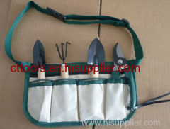 5pcs garden tools set ,inculude garden bag, prunner, shovel,rake