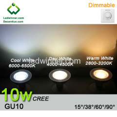 led dimmable gu10 CREE XB-D 10W