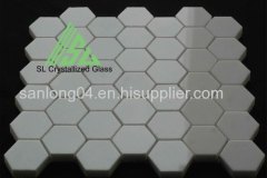 artificial white crystallized glass 2x2 inch hexagon mosaic