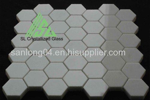 artificial white crystallized glass 2x2 inch hexagon mosaic